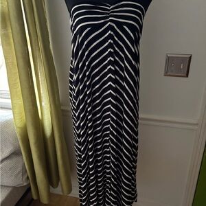 Elegant Black and White Striped Dress
